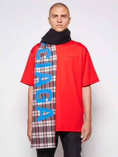 Shop Balenciaga Macro Check Print Scarf