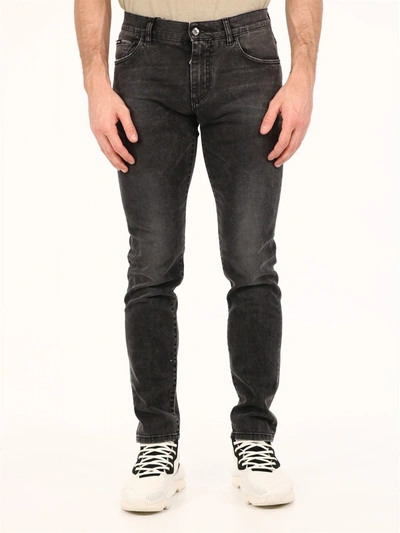 Shop Dolce & Gabbana Straight Leg Jeans In Black