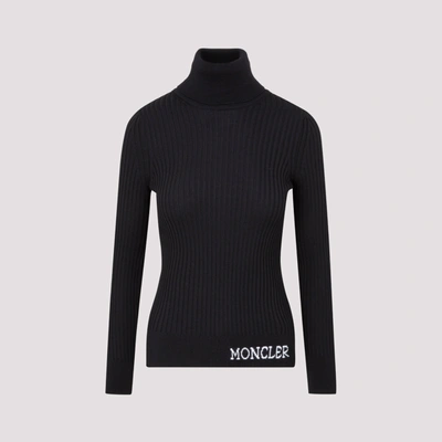Shop Moncler Logo Intarsia Mock In Black