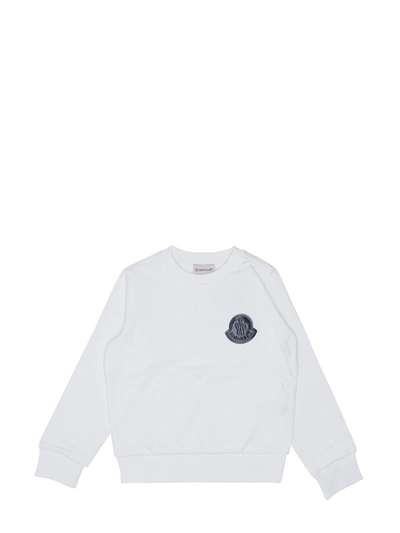 Shop Moncler Enfant Logo Patch Crewneck Sweatshirt In White