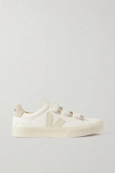 Shop Veja Recife Suede-trimmed Leather Sneakers In White