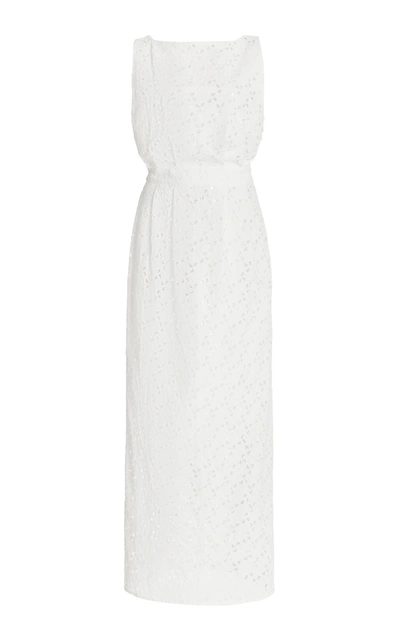 Shop Matin Women's Eyelet Cotton Midi Dress In White