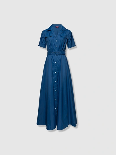 Shop Staud Millie Short Sleeve Maxi Dress In Cobalt