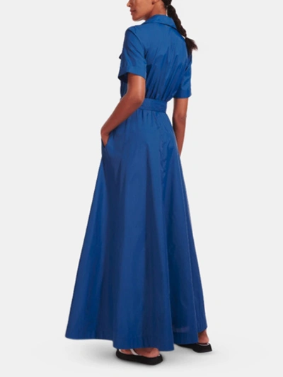 Shop Staud Millie Short Sleeve Maxi Dress In Cobalt