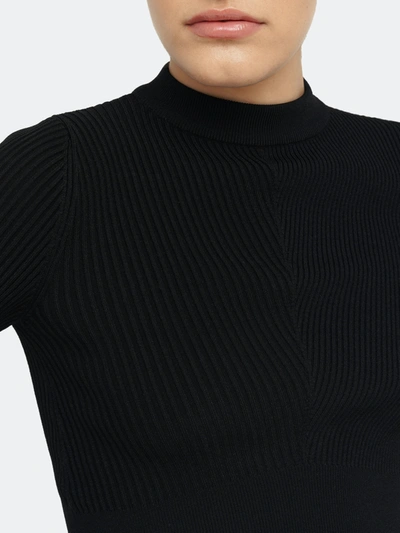 Shop Vaara Vilda True Knit Mock Neck Long Sleeve Top In Black