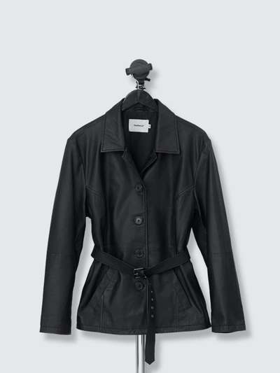 Shop Deadwood Tyra Leather Coat In Black