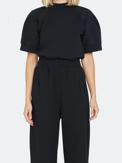 Shop Agolde The Round Shoulder Elbow-length Pullover In Black