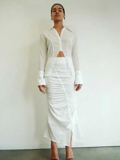 Shop The Line By K Leome Ruched Midi Skirt In White