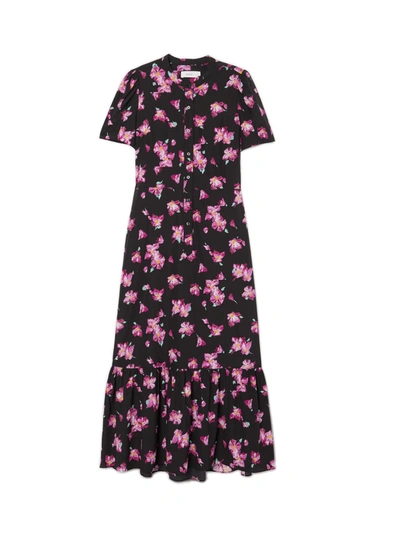 Shop A.l.c Alc Dylan Floral Flounce Midi Dress In Black Purple