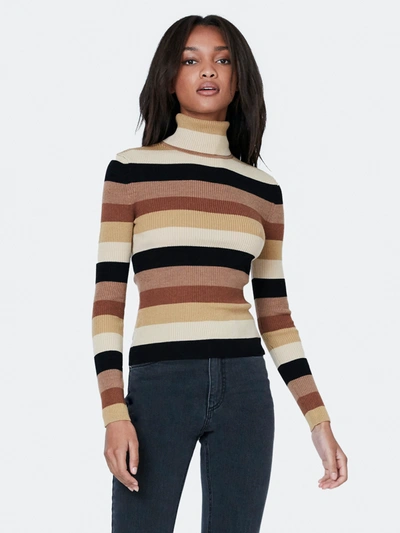 Shop Staud Ken Long Sleeve Turtleneck Sweater In Camel Multi