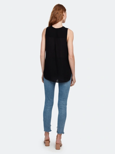 Shop L Agence L'agence Mila Drape Sleeveless Silk Blouse In Black