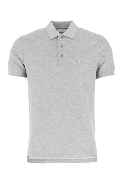 Shop Burberry Monogram Embroidered Polo Shirt In Grey