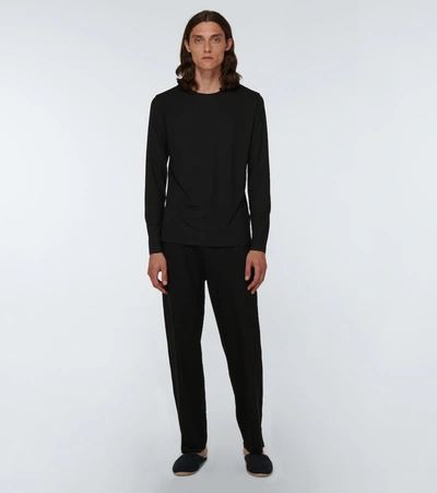 Shop Derek Rose Basel Long-sleeved T-shirt In Black