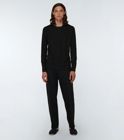 Derek Rose Drawstring-waist Three-pocket Trousers In Black