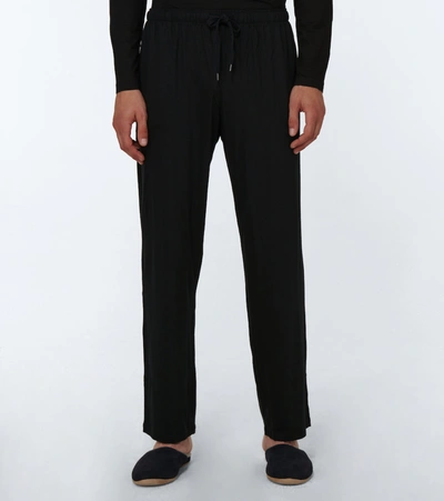 Derek Rose Drawstring-waist Three-pocket Trousers In Black