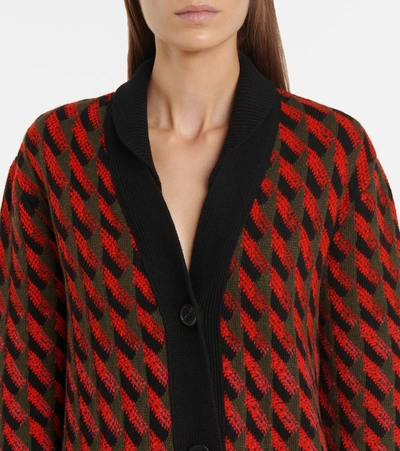 Shop Ferragamo Long Wool And Cashmere Cardigan In Red