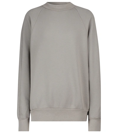 Shop Les Tien Raglan-sleeve Cotton Fleece Sweater In Grey