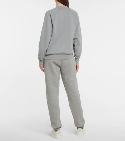 Shop Les Tien Raglan-sleeve Cotton Fleece Sweater In Grey