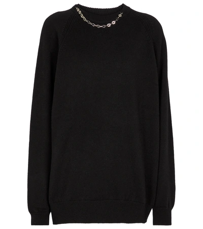 Shop Givenchy Chain-trimmed Cashmere Sweater In Black