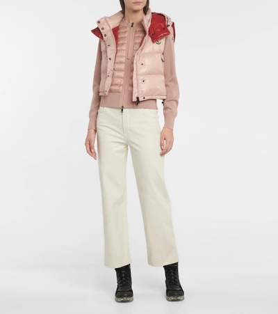 Moncler Alpiste Nylon Laque Down Vest In Beige