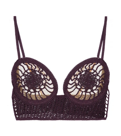 Magda Butrym Womens Violet Semi-sheer Cotton-blend Crochet Top 8