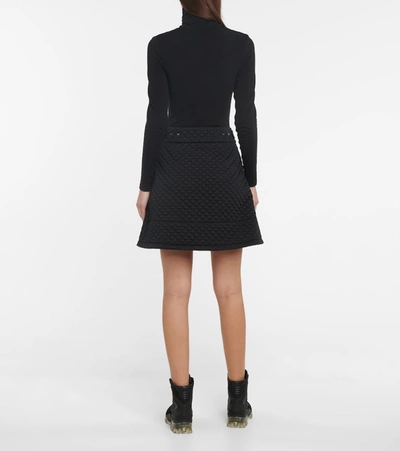 Moncler Diamond Quilted Jersey Front Zip Skirt In Black