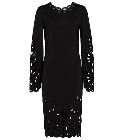 Shop Burberry Broderie Anglaise Midi Dress In Black