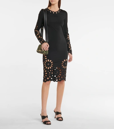 Shop Burberry Broderie Anglaise Midi Dress In Black