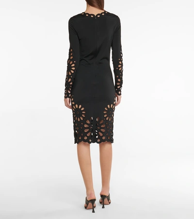 Shop Burberry Broderie Anglaise Midi Dress In Black