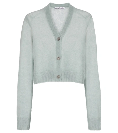 Shop Acne Studios Mohair-blend Cropped Cardigan In Blue