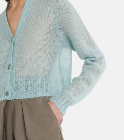 Shop Acne Studios Mohair-blend Cropped Cardigan In Blue