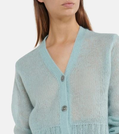 Shop Acne Studios Mohair-blend Cropped Cardigan In Blue