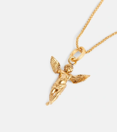 Saint Laurent Angel Pendant Necklace In Gold | ModeSens