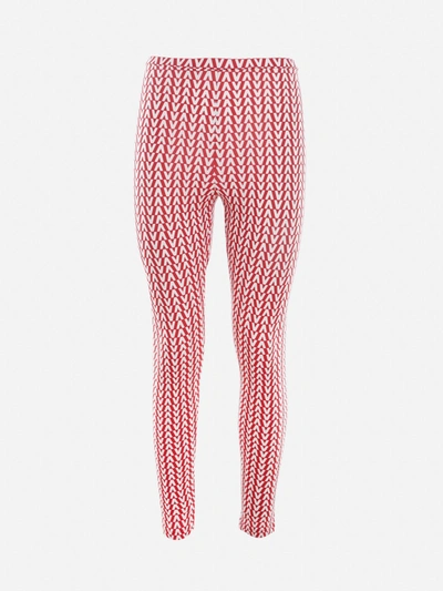 Shop Valentino Stretch Jersey Leggings With All-over Optical  Motif In White, Red