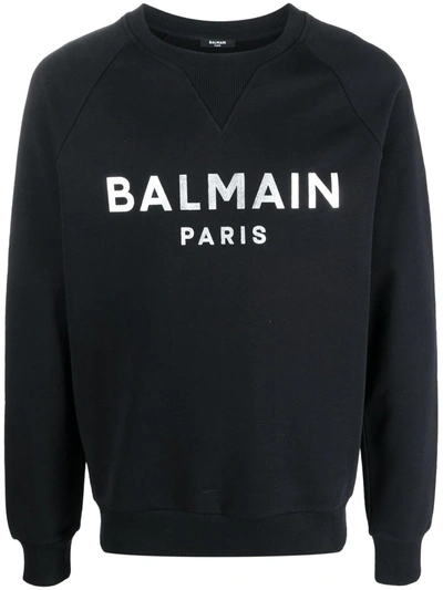 Shop Balmain Logo-print Raglan Sweatshirt In Schwarz