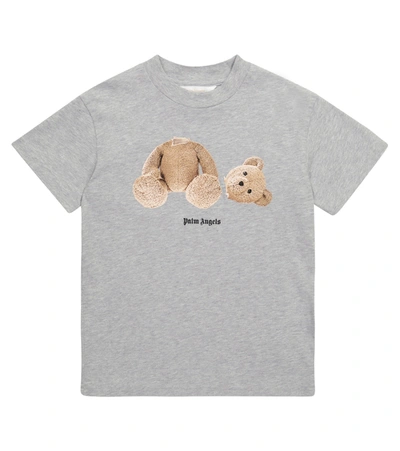 Shop Palm Angels Bear Cotton T-shirt In Grey