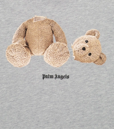 Palm Angels Boys Grey Kids Bear-print Short-sleeve Cotton T-shirt 4-10 Years 8 Years In Grey