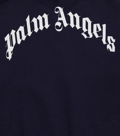 Palm Angels Blue Sweatshirt With White Print In Blue