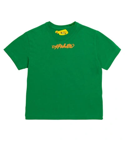 Shop Off-white Logo Cotton T-shirt In Green