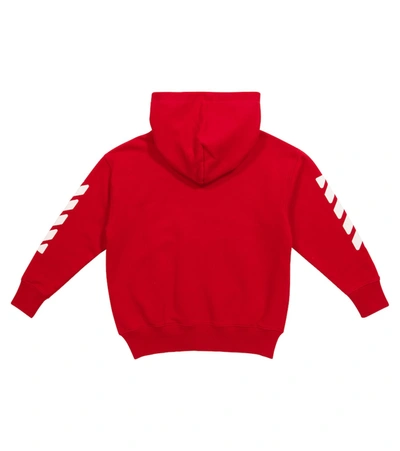 Shop Off-white Logo Cotton Jersey Hoodie In Red