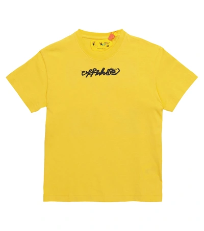 Shop Off-white Logo Cotton Jersey T-shirt In Yellow
