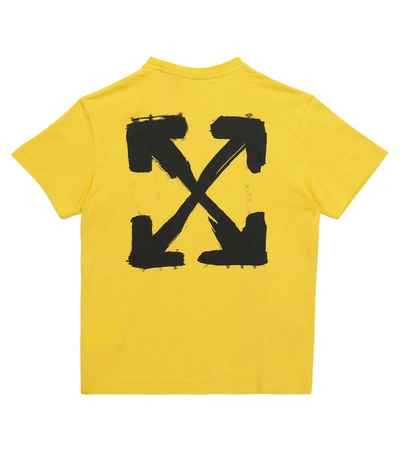 Shop Off-white Logo Cotton Jersey T-shirt In Yellow