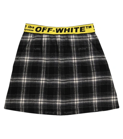 Shop Off-white Checked Cotton-blend Flannel Miniskirt In Grey