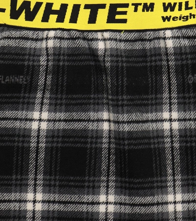 Shop Off-white Checked Cotton-blend Flannel Miniskirt In Grey