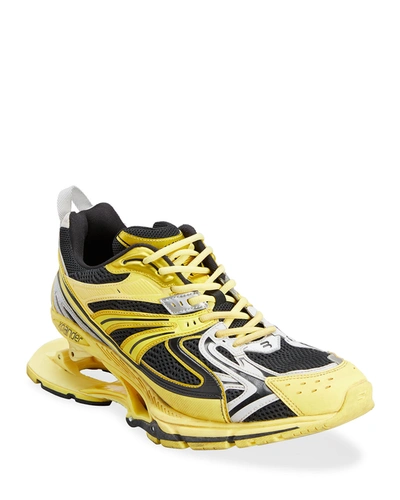 Shop Balenciaga Men's X-pander Spring-heel Trainer Sneakers In Yellowgreyblack