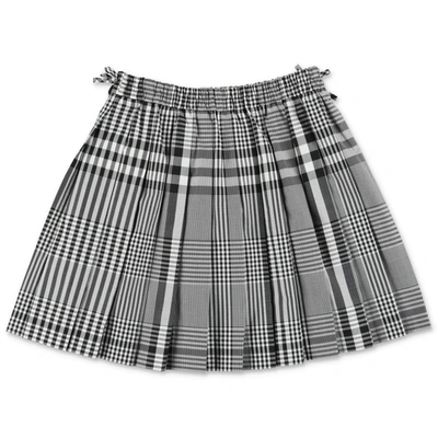 Shop Burberry Kids Check Pleated Skirt In Grey