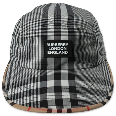 Shop Burberry Kids Logo Applique Checked Cap In Multi