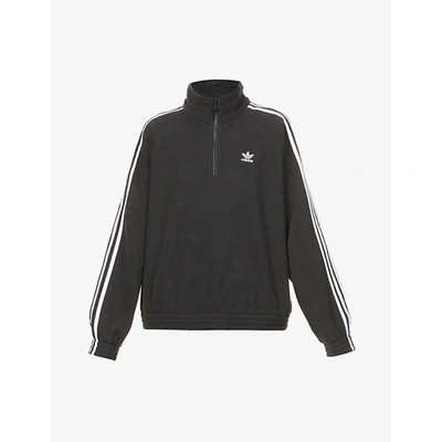 Shop Adidas Originals Logo-embroidered Recycled-polyester Fleece Sweatshirt In Black