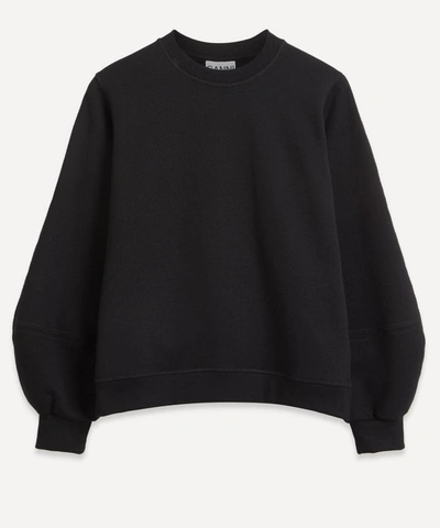 Shop Ganni Software Puff-sleeve Sweater In Black