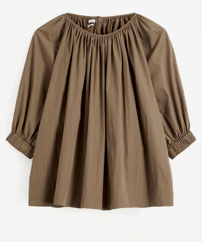 Shop Co Gathered Sleeve Blouse In Taupe